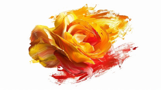 A painting of a rose with red and yellow petals