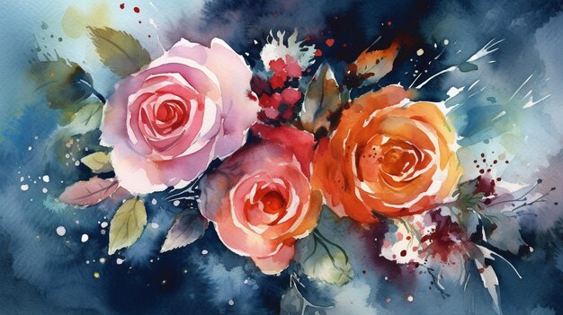 A painting of roses in watercolor