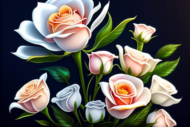 A painting of roses with the word love on it