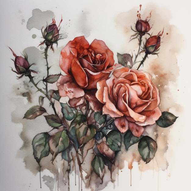 A painting of roses with the word roses on it