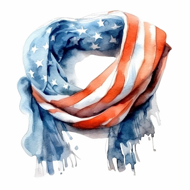 Painting of a scarf with an american flag on it generative ai