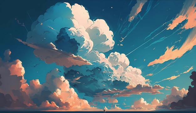 A painting of a ship in the sky