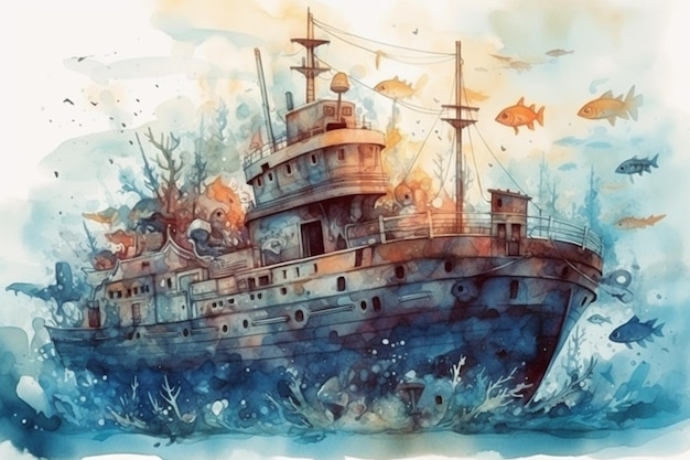 A painting of a ship that has the word dead on it