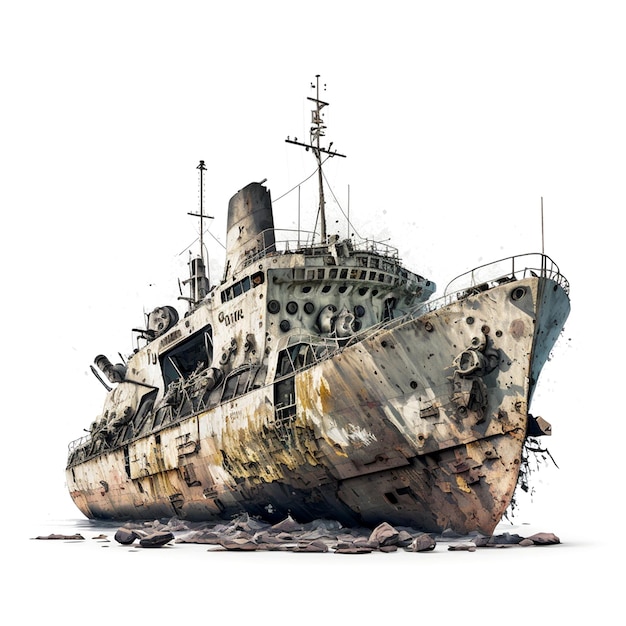 A painting of a ship with the word ship on it