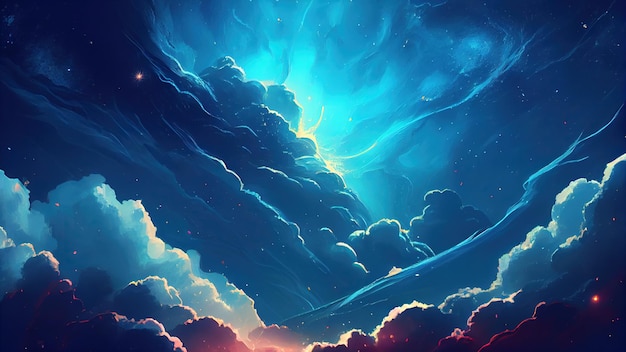 A painting of a sky filled with clouds generative AI