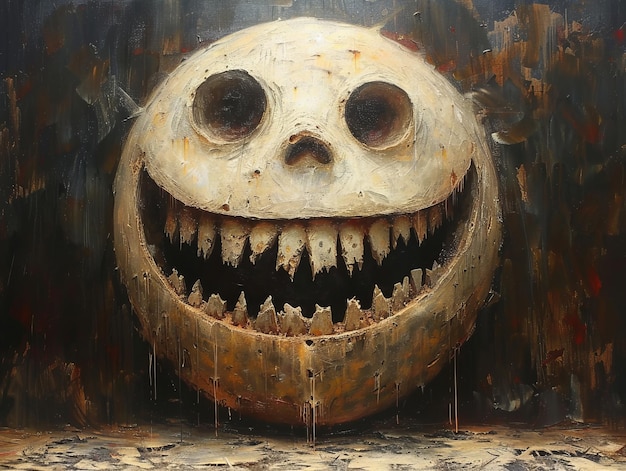 a painting of a smiling face with a big smile on it