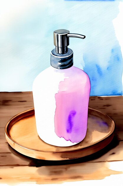 A Painting Of A Soap Dispenser On A Plate