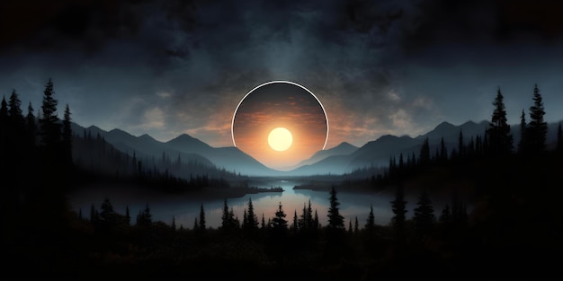 Painting of a Solar Eclipse in the Night Sky Concept Art Solar Eclipse Night Sky Painting techniques Astronomy