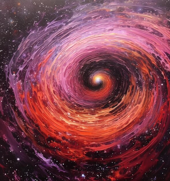 Painting of a spiral in the center of a galaxy with stars generative ai