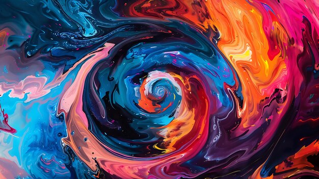 a painting of a spiral of colors with a black background