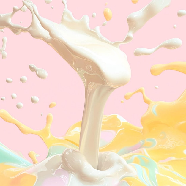 Photo a painting of a splash of milk with the word milk on it