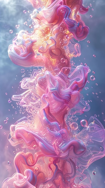 a painting of a splash of pink and purple liquid