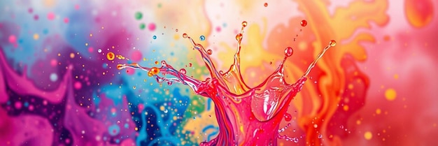 a painting of a splash of red and blue water