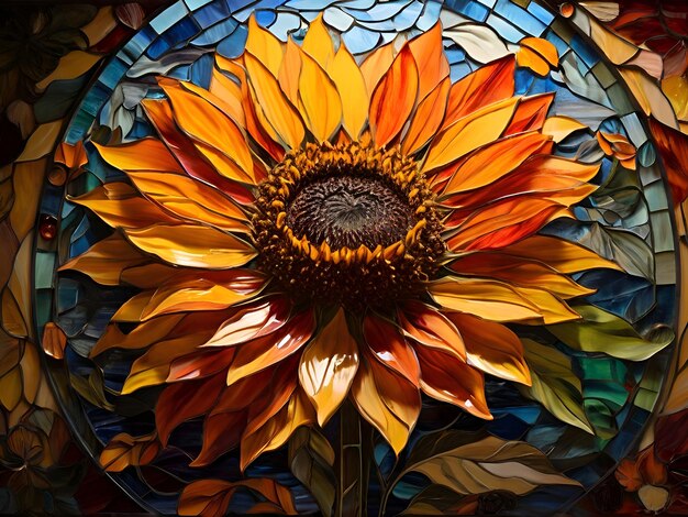 A painting of a sunflower