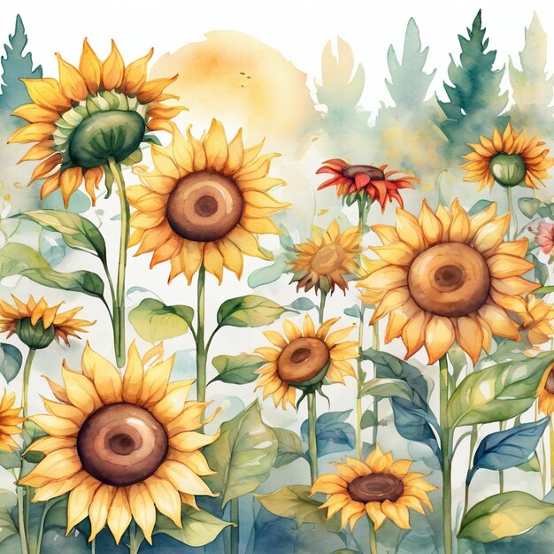 a painting of sunflowers with a bug on the top