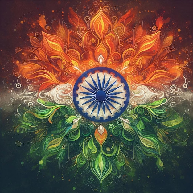 a painting of a symbol with the word indian independence day ai generated