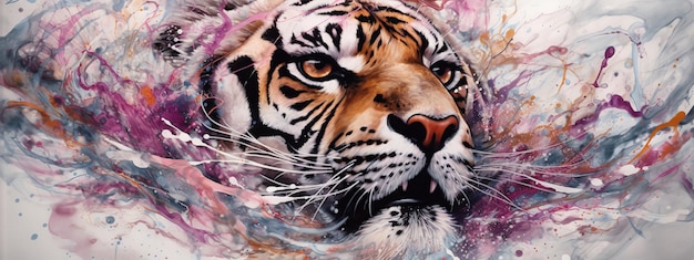 Painting of tiger face generative AI