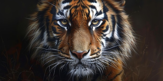 Painting of a tiger with oil technique wall art