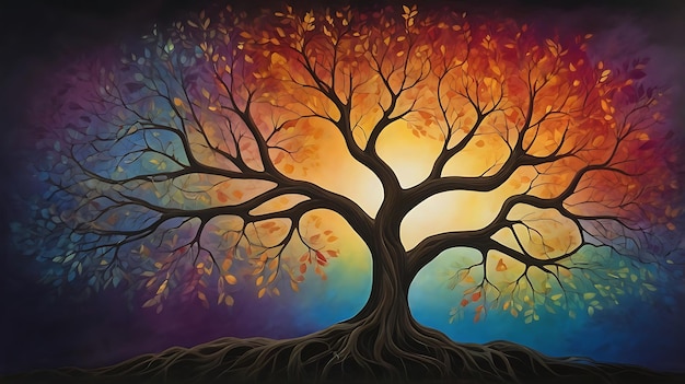 a painting of a tree with the word tree on it