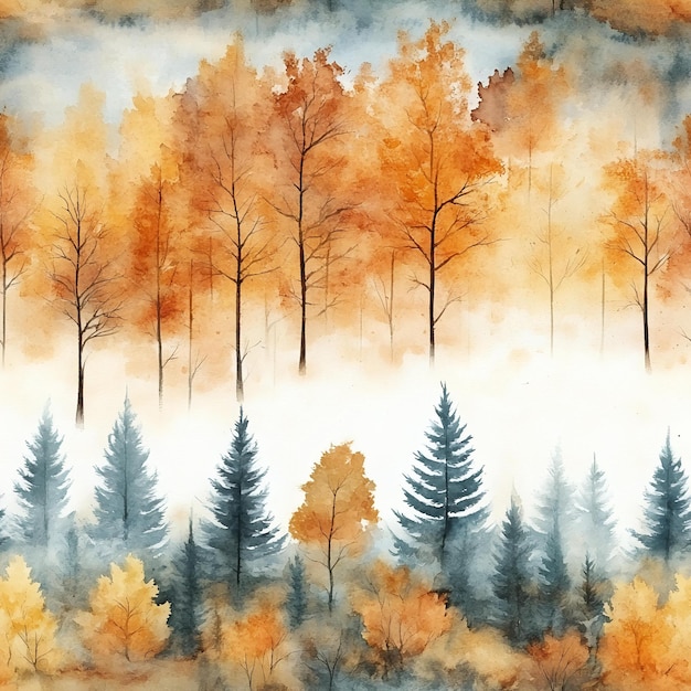 A painting of trees with the word quot autumn quot in the background