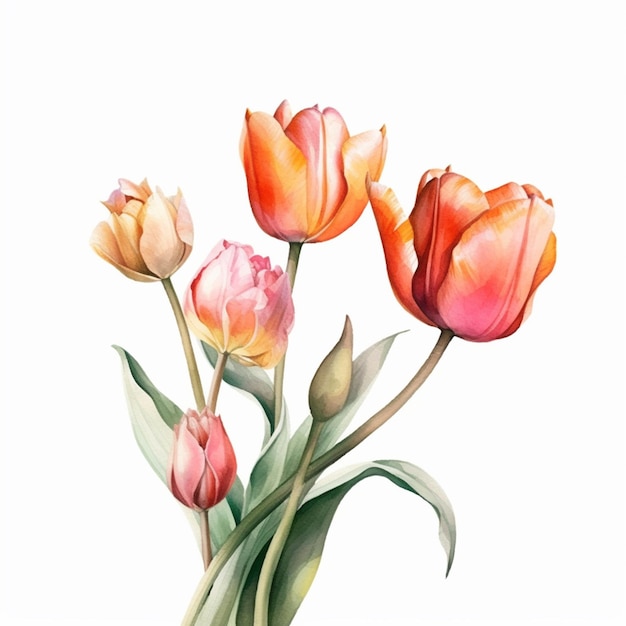 A painting of tulips with the word tulips on it.