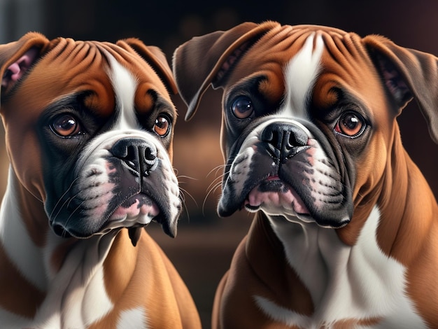 A painting of two boxer dogs.