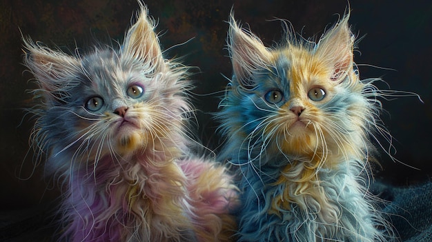 Photo a painting of two cats with one being called cat