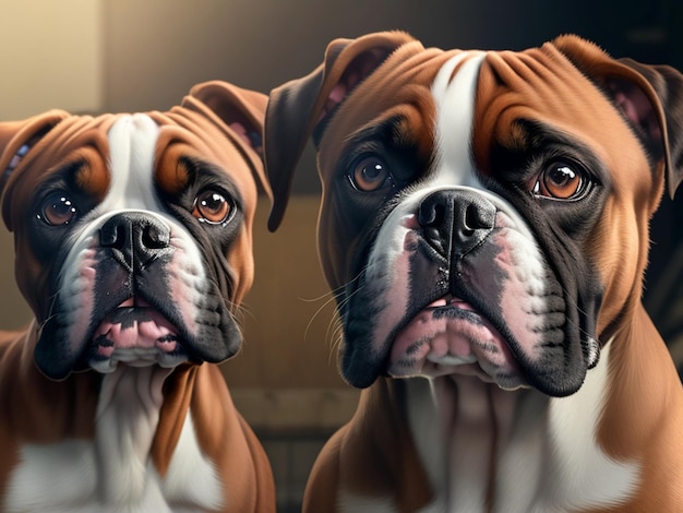 A painting of two dogs with the words boxer on the front.