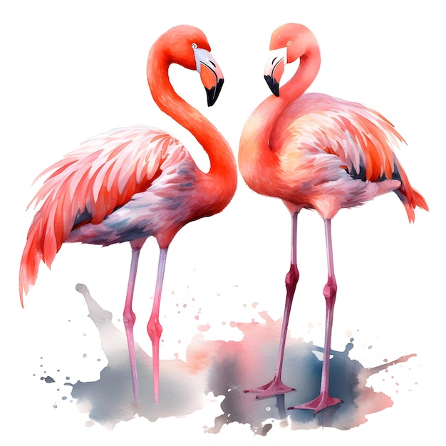 A painting of two flamingos with the word flamingos on it