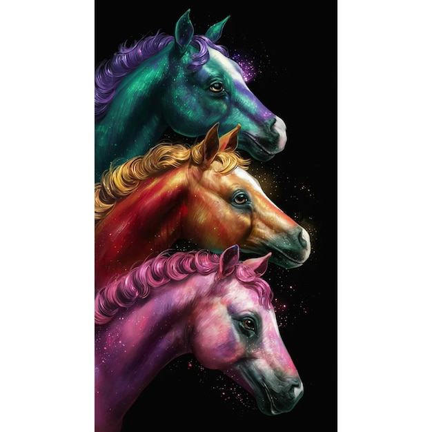 a painting of two horses with the word quot horses quot on it