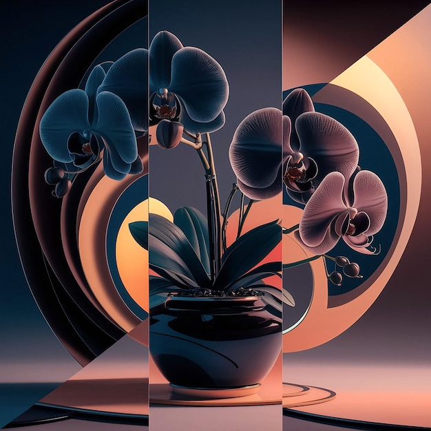 a painting of a vase with flowers in it