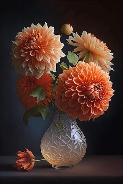 A painting of a vase with flowers in it