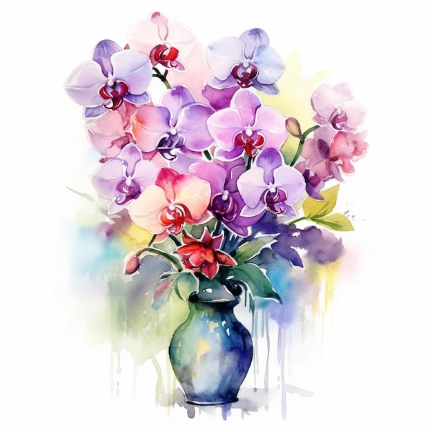 A painting of a vase with flowers in it