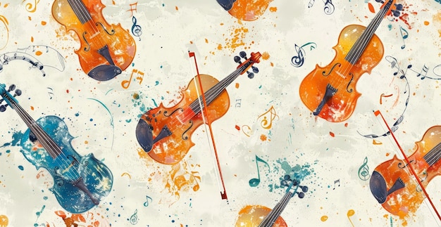 a painting of a violin and a violin with the words  violin  on it