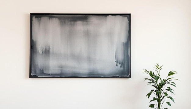 a painting on a wall with a black frame that says  the word  on it