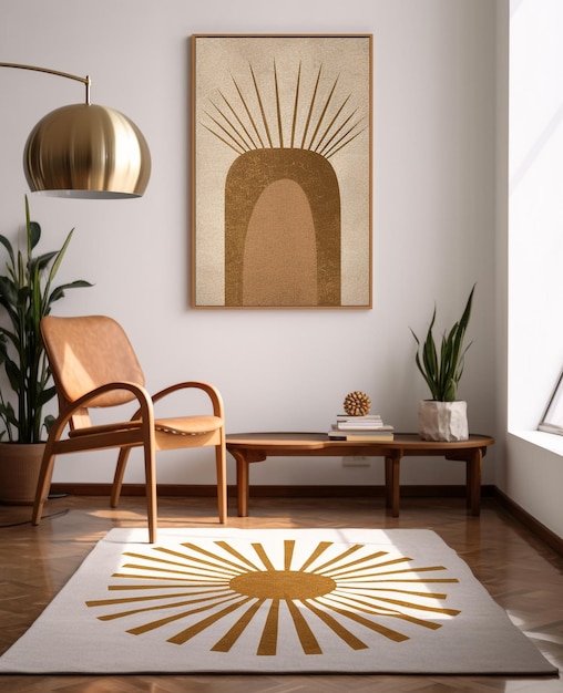 A painting on a wall with a sun design on it