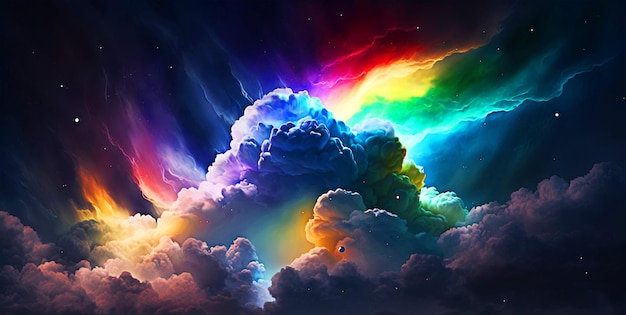 A painting wallpaper rainbow in the sky