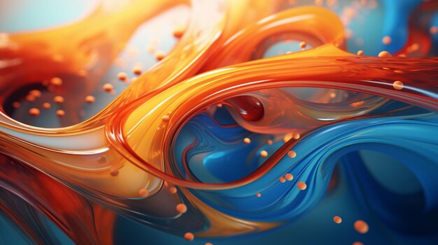 a painting of a water drop with orange and blue colors