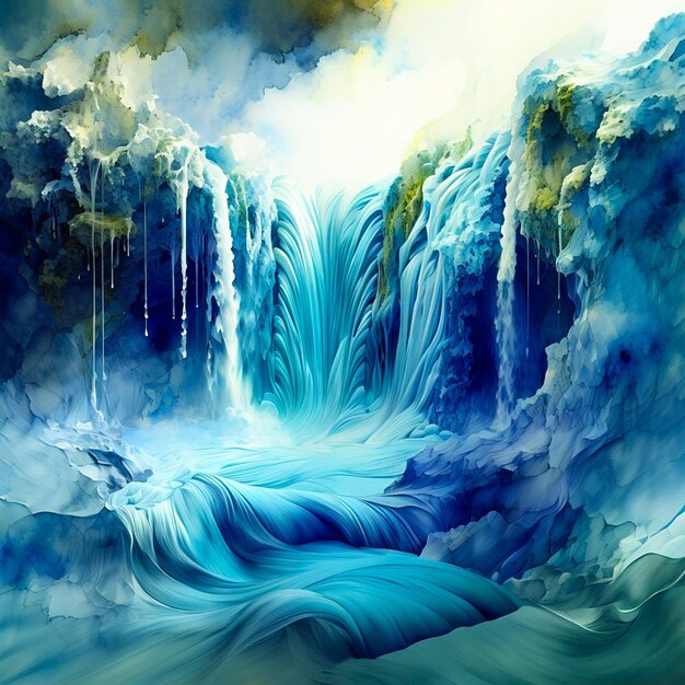 a painting of a waterfall with the words  waterfall  on it