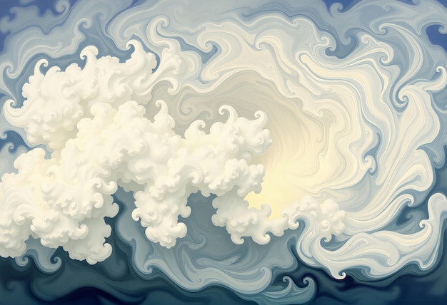 Photo a painting of a wave that has the sun on it