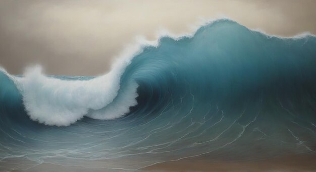 a painting of a wave that is titled the wave is about to crash