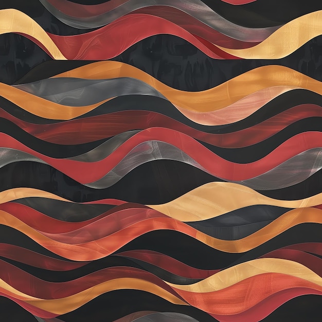 a painting of a wave with brown and orange stripes