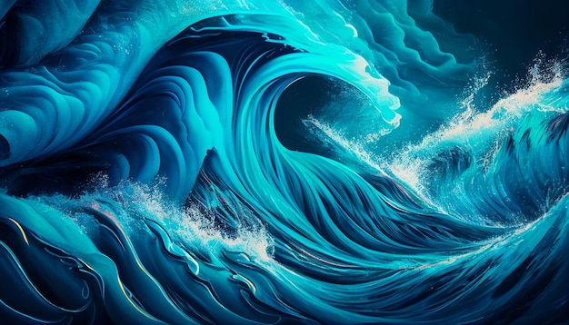 A painting of a wave with the word ocean on it