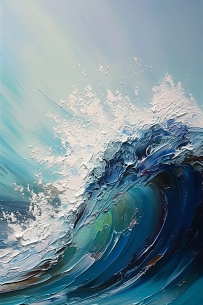 A painting of a wave with the word ocean on it