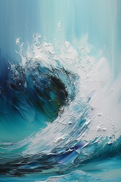 A painting of a wave with the word ocean on it