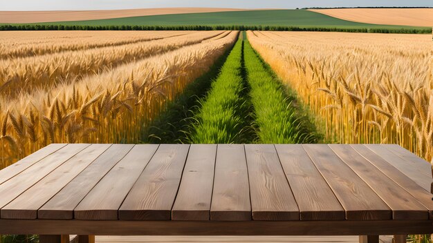 a painting of a wheat field with a field of wheat in the background