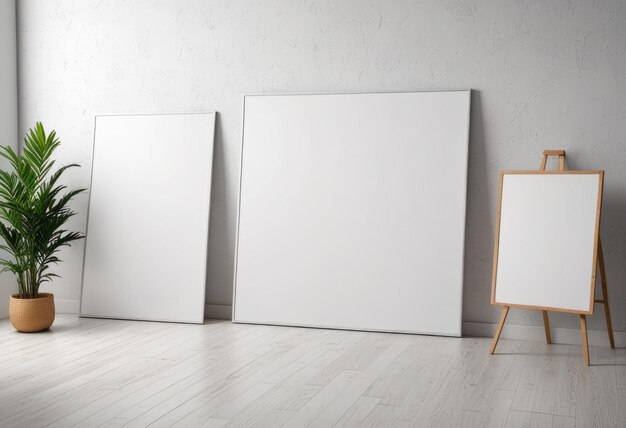 a painting of a white board and some paintings on a wall