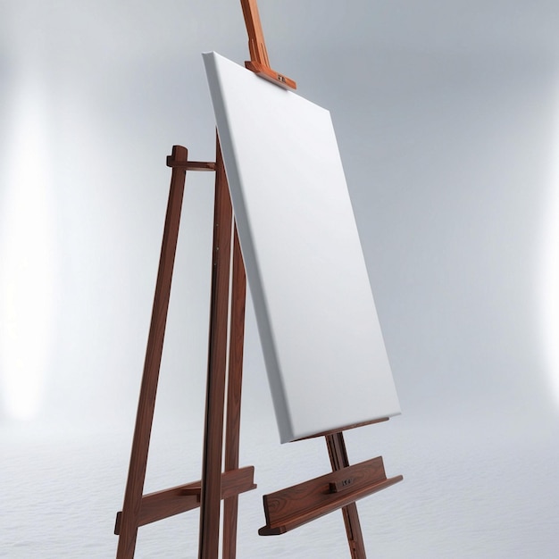 Photo a painting of a white canvas on a wooden easel