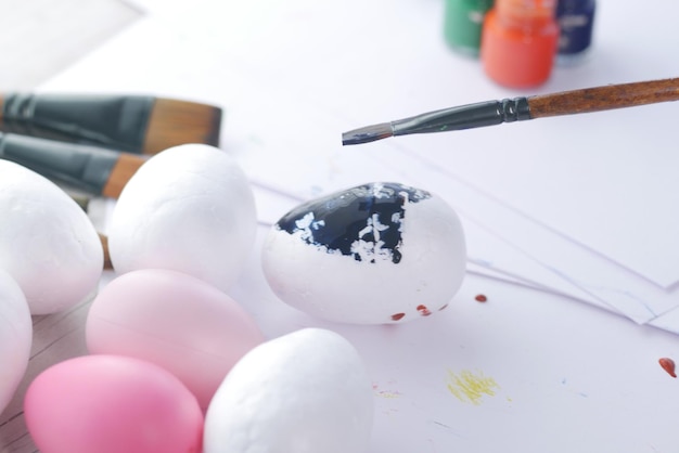 Painting on a white color egg