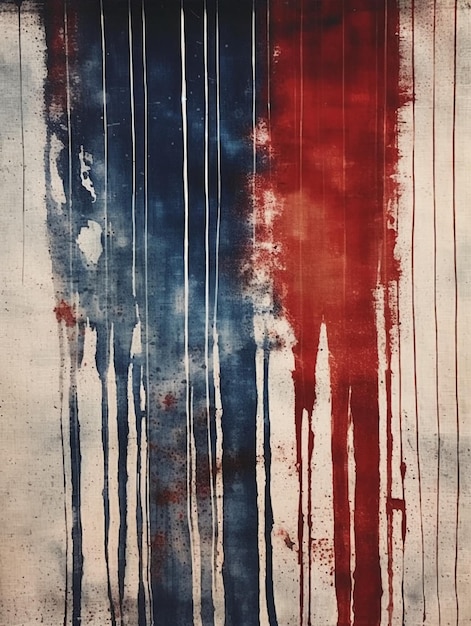 A painting with red and blue paint on it and the words " the word " on the bottom.